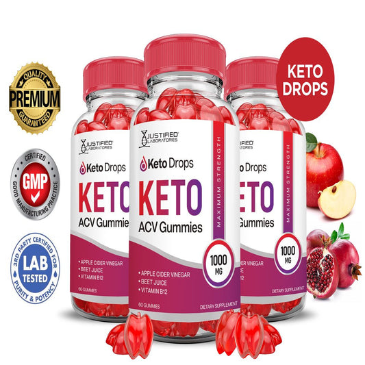 (3 Pack) Keto Drops Keto ACV Gummies 1000MG Dietary Supplement 180 Gummys - Nutricity.com.au