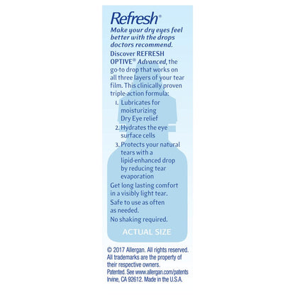 Refresh Optive Advanced Lubricant Eye Drops Preserved Tears, 10 Ml, 1 Bottle