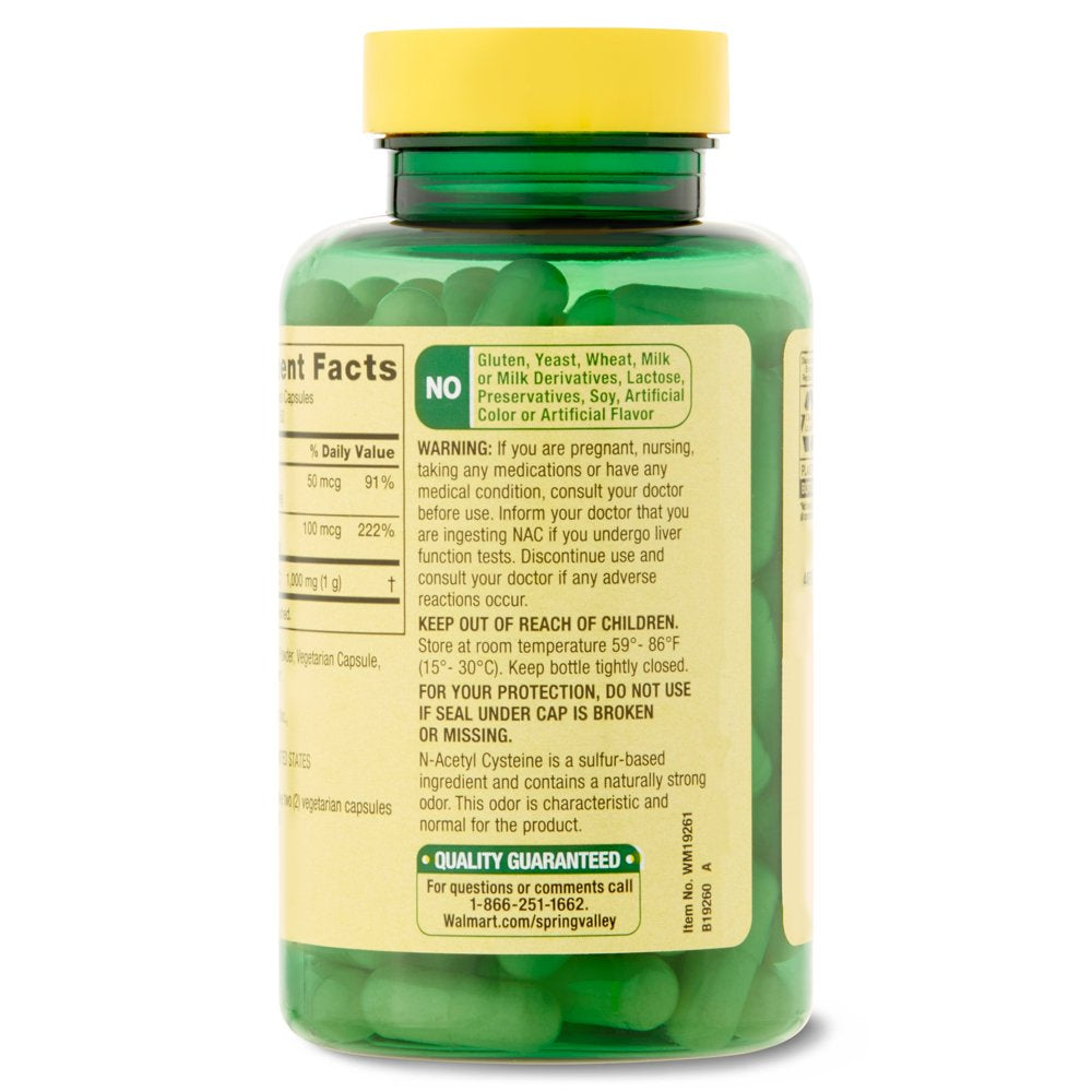 Spring Valley NAC Vegetarian Capsules Dietary Supplement, 1000Mg, 100 Count