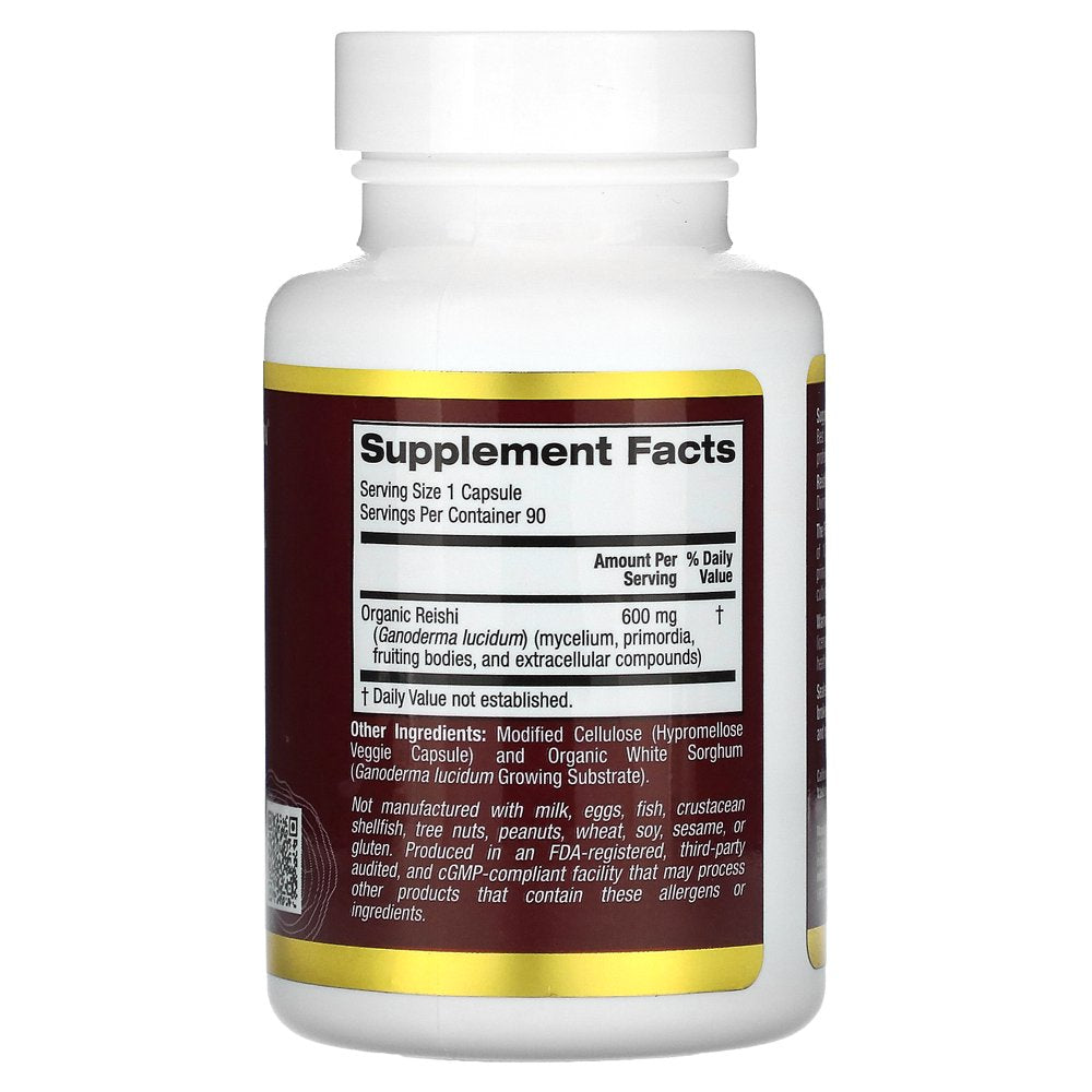 California Gold Nutrition Reishi (Ganoderma Lucidum), Full Spectrum, Certified Organic, 90 Veggie Capsules