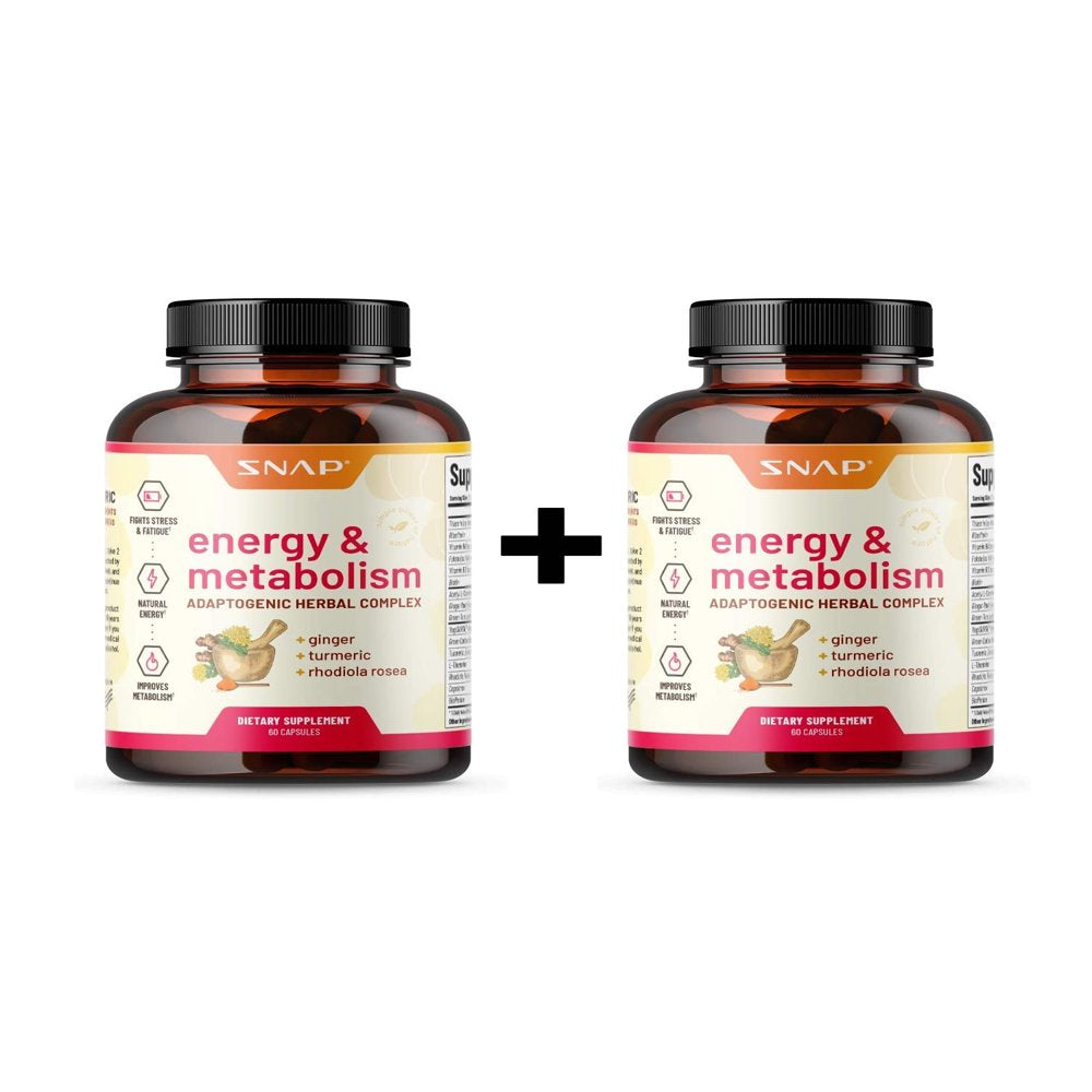 Snap Supplements Energy & Metabolism Booster, Supports Weight Loss, 60 Capsules, 2Pk