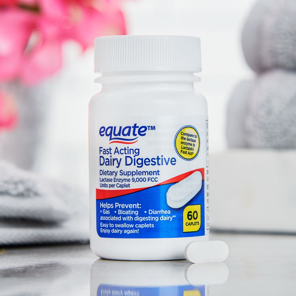 Equate Fast Acting Dairy Digestive Dietary Supplements, 60 Count