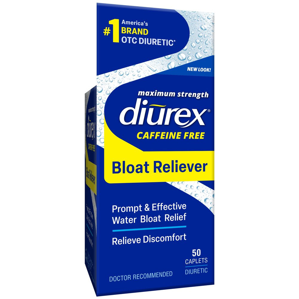 Diurex Caffeine Free Water Pills - Maximum Strength Caffeine Free Diuretic - Relieve Water Bloat, 50 Count