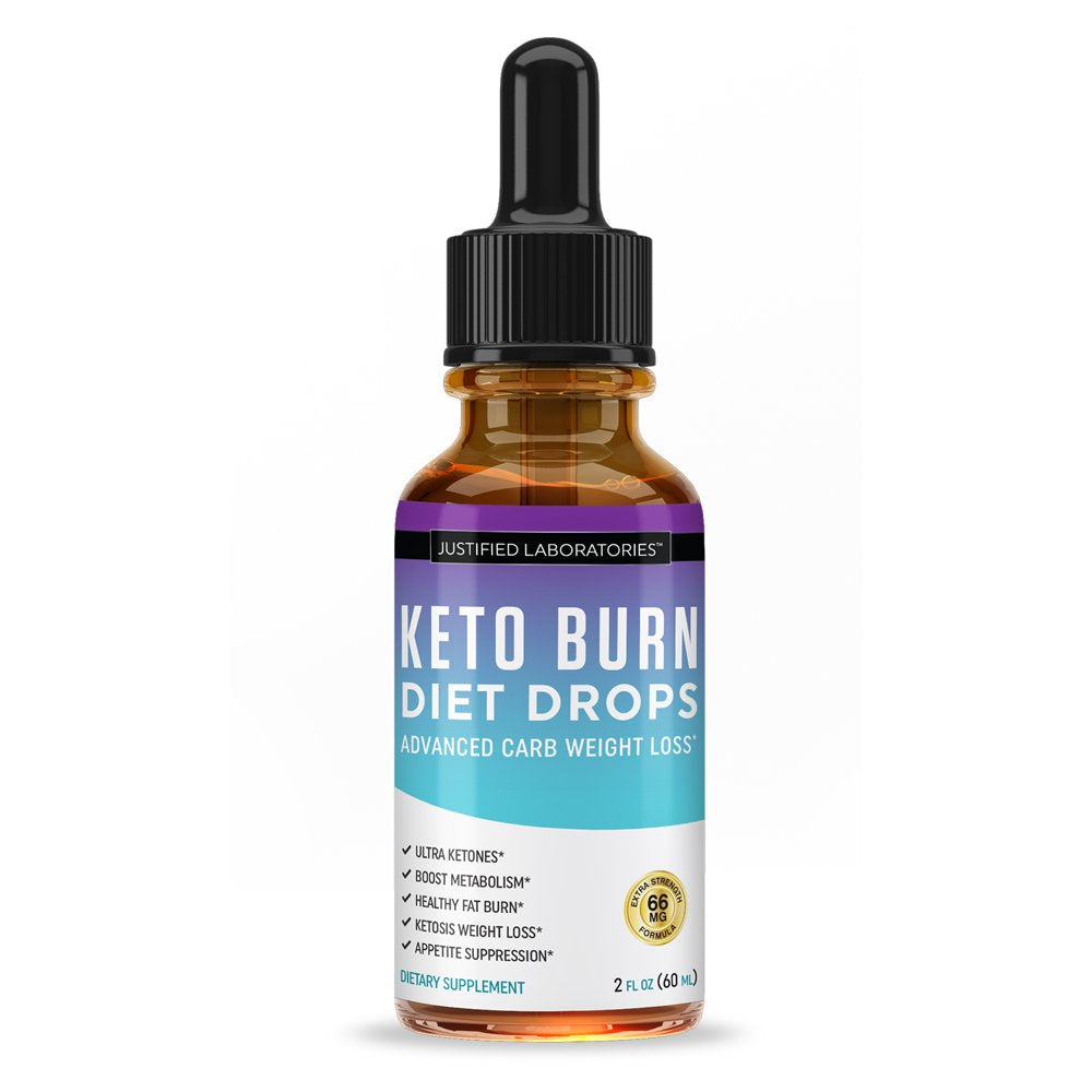 Justified Laboratories Keto Diet Drops Supplement Burn Shred Faster Ketosis Weight Loss & Keto Test Strips 100 Count