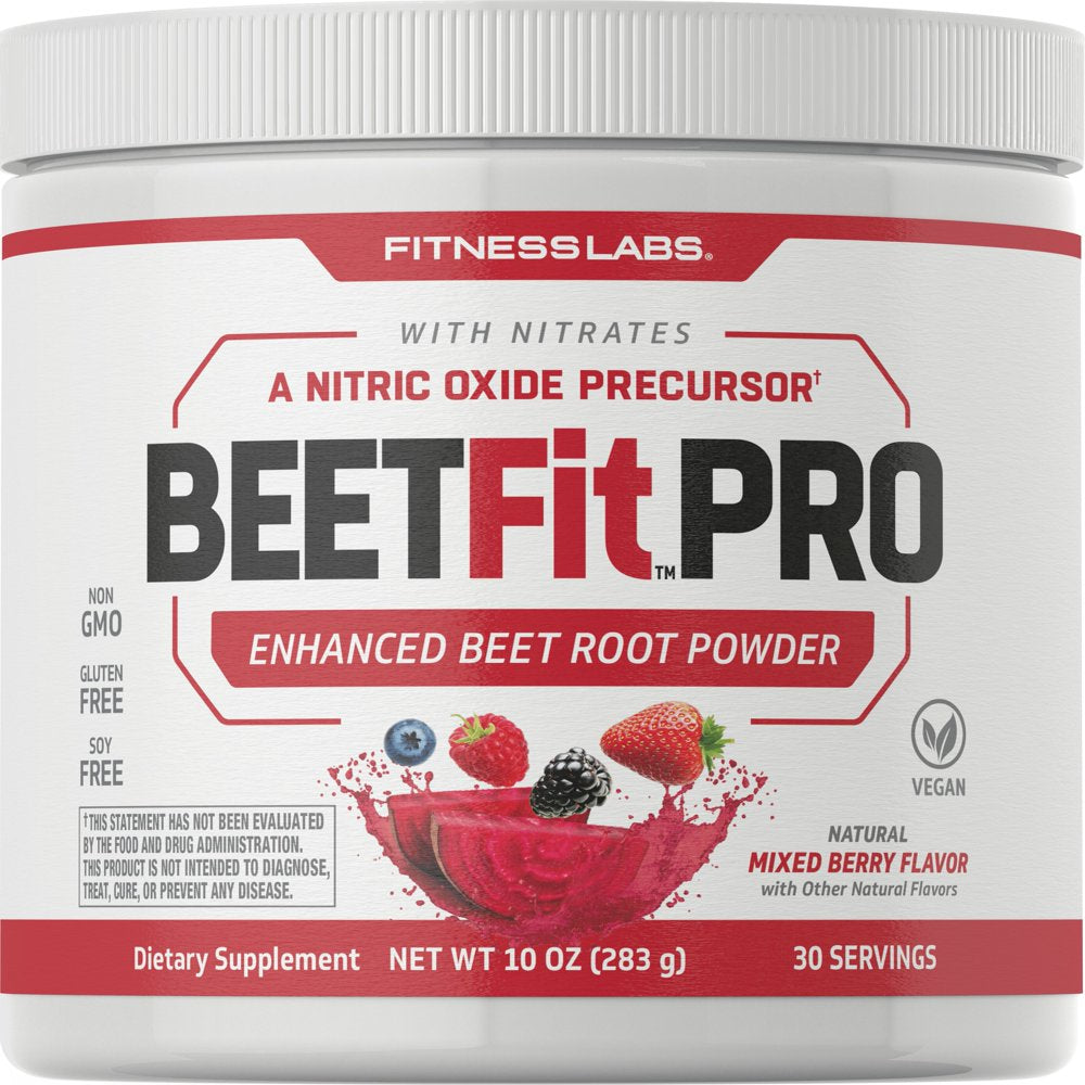 Beet Root Powder | 10Oz | Nitric Oxide Precursor with Nitrates | Mixed Berry Flavor | by Fitness Labs
