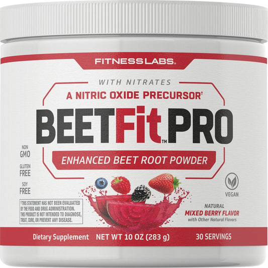 Beet Root Powder | 10Oz | Nitric Oxide Precursor with Nitrates | Mixed Berry Flavor | by Fitness Labs