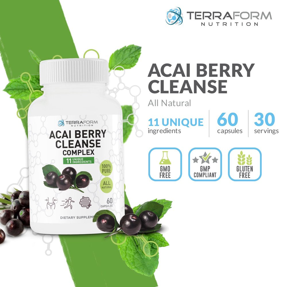 Acai Berry Pills – Powerful Antioxidant Cleanse – Liver, Colon & Pancreas Detox Cleanse, Helps Support a Healthy Digestive System - Made in USA – 1 Month Supply