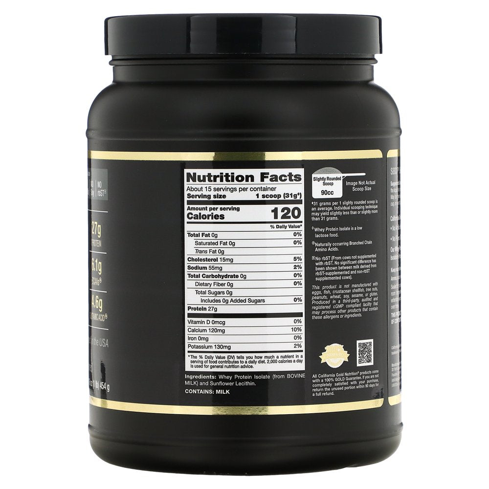 California Gold Nutrition SPORT - Whey Protein Isolate, 1 Lb, 16 Oz (454 G)