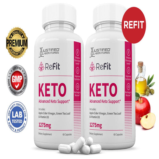 (2 Pack) Refit Keto ACV Pills 1275Mg Alternative to Gummies Dietary Supplement 120 Capsules - Nutricity.com.au