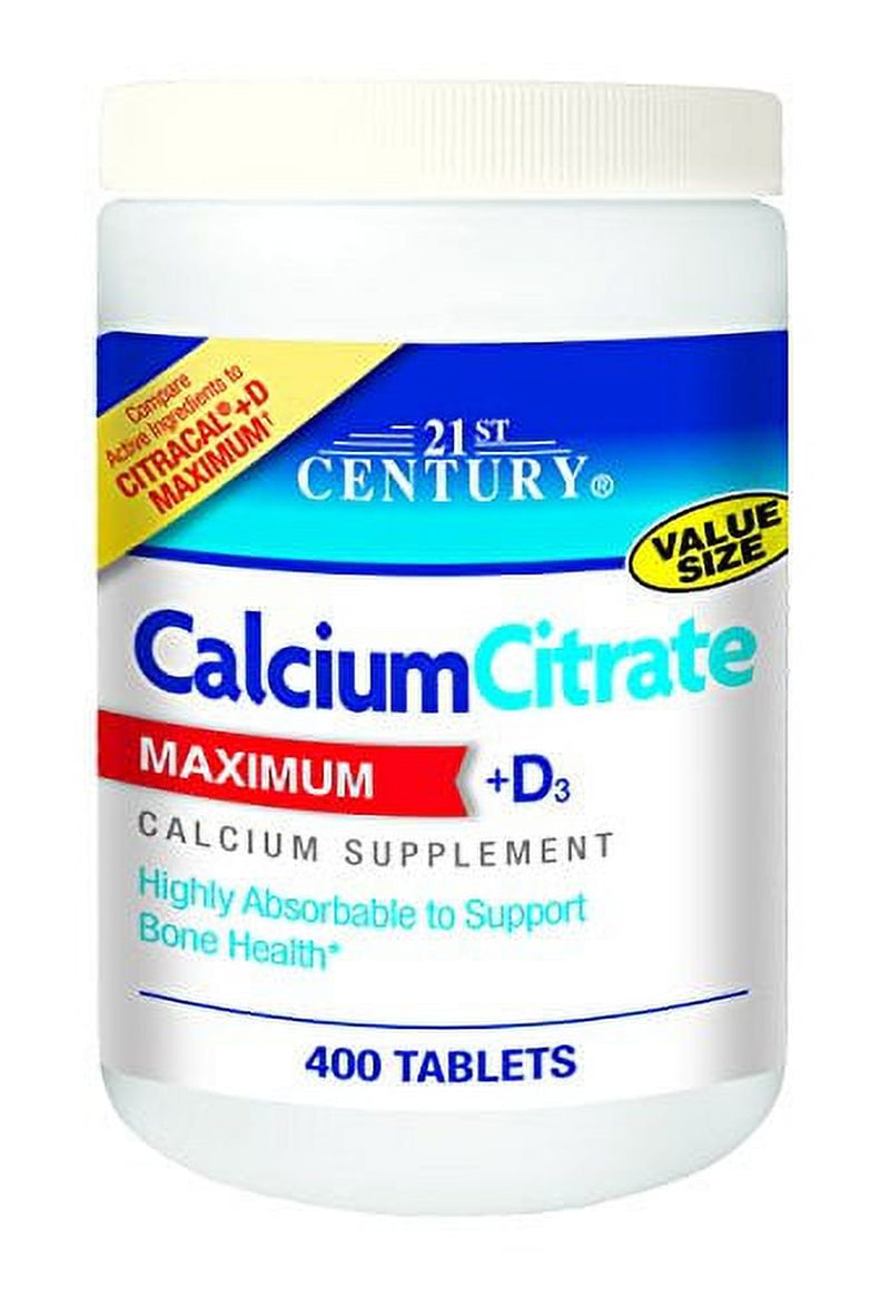 21St Century Calcium Citrate plus D3 Maximum Tablets, 400 Count