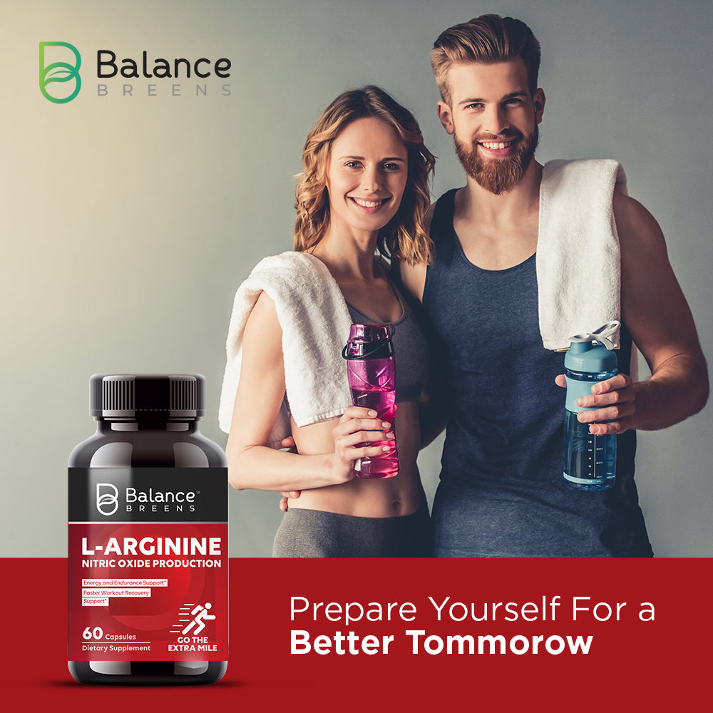 Balance Breens L-Arginine Nitric Oxide Booster 60 Capsules - Supplement for Muscle Building, Endurance, Vascularity, Energy