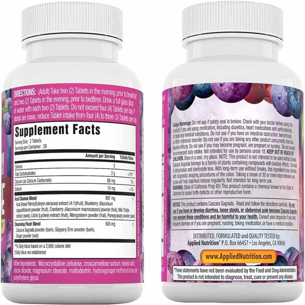 Applied Nutrition Acai Berry Cleanse 14 Day Weight Loss Dietary Supplement W/Pill Case