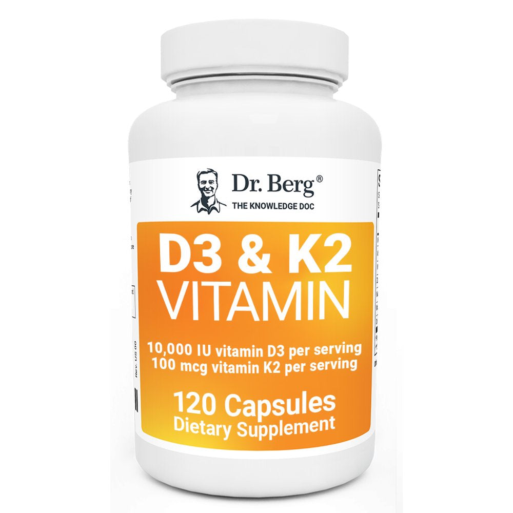 Dr. Berg D3 & K2 Vitamin Supplement for Heart and Bone Health, 120 Capsules