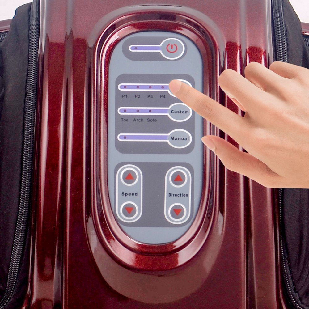 Electric Shiatsu Foot Massager with Remote for Pain Relief, Deep Kneading Rolling Feet and Calf Massager, Leg Circulation Machine for Plantar Fasciitis and Neuropathy, Men Women Gifts, Red