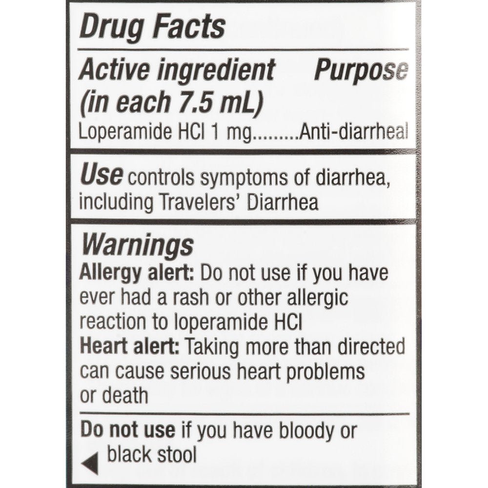 Equate Liquid Loperamide Hydrochloride Oral Anti-Diarrheal, Mint Flavor, 8 Oz.