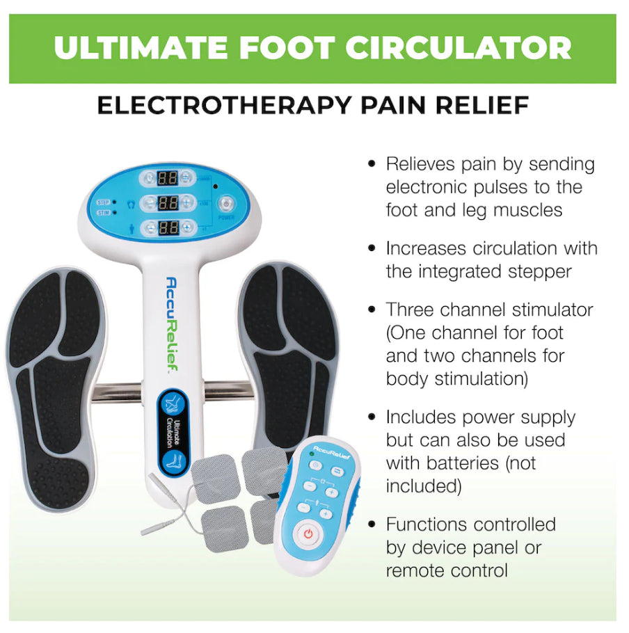 Accurelief Ultimate Foot Circulator with Remote, Electrodes Pads for TENS Unit