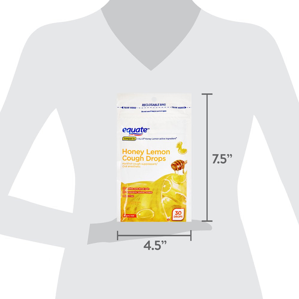 Equate Honey Lemon Cough Drops with Menthol, 30 Count