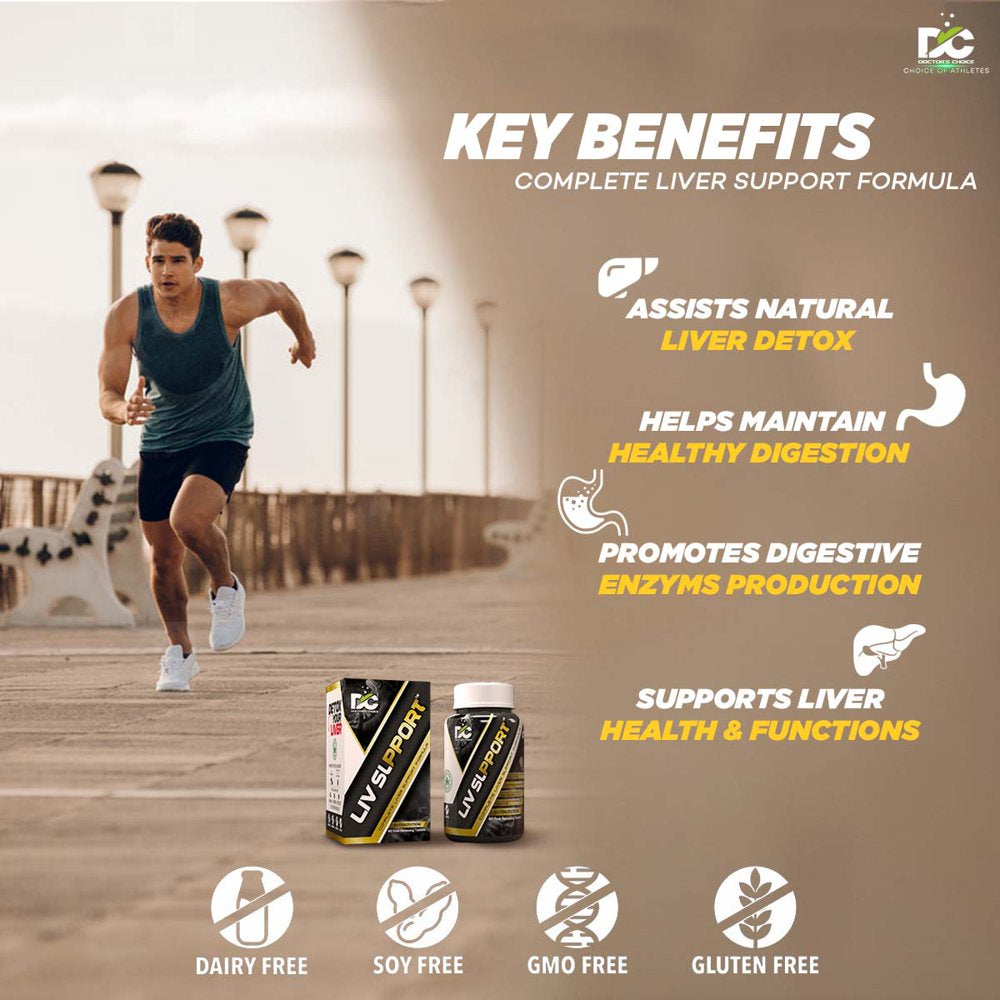 DC DOCTORS CHOICE LIV SUPPORT with Milk Thistle Supplement Detox Liver Antioxidant Promotes Healthy Digestion Balance Cholesterol Maintaining Sugar Levels (60 Tablets)