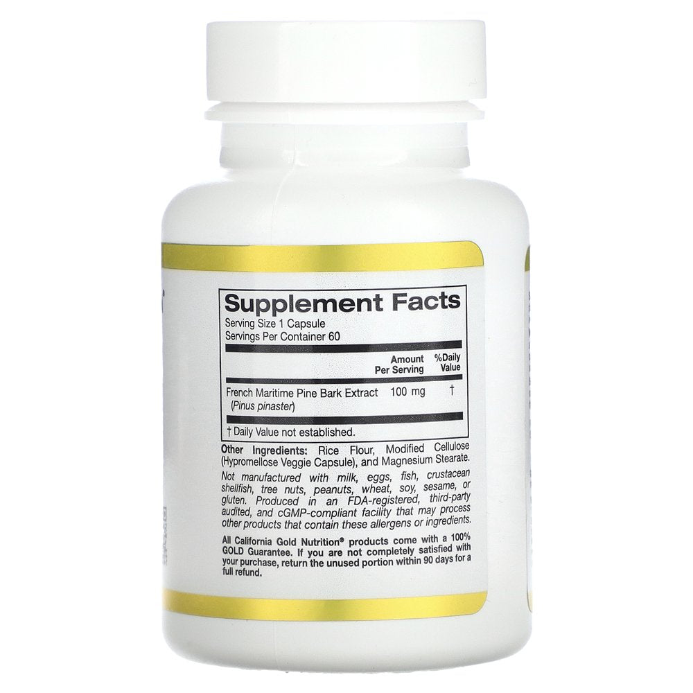 California Gold Nutrition French Maritime Pine Bark Extract, Oligopin, 100 Mg, 60 Veggie Capsules