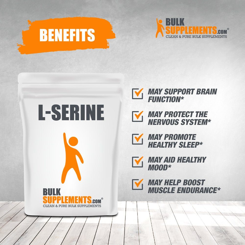 Bulksupplements.Com L-Serine Powder - Brain Booster Supplement - Mental Focus - Brain Support (100 Grams - 3.5 Oz)