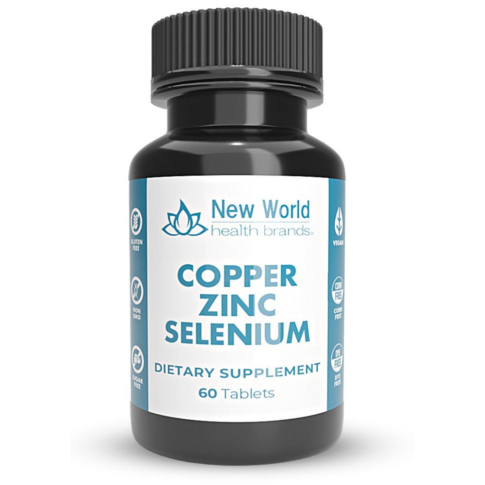 Copper 5Mg Zinc 40Mg Selenium 200Mcg 3 in 1 Multi-Mineral Supplement High Absorption - 60 Tablets | New World Health Brands