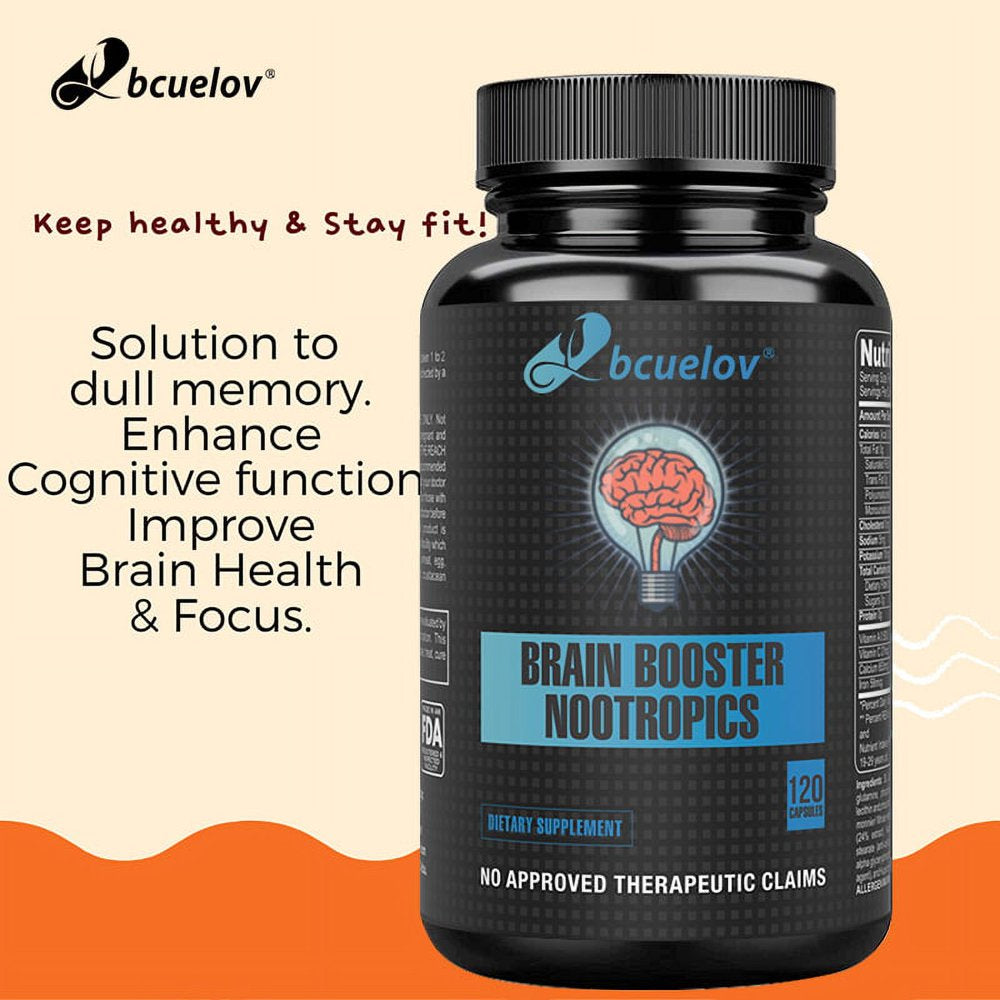 Super Nootropic Brain Booster Supplement - Enhance Focus, Boost Concentration & Improve Memory | Mind Enhancement with Ginkgo Biloba & St Johns Wort for Neuro Energy & IQ