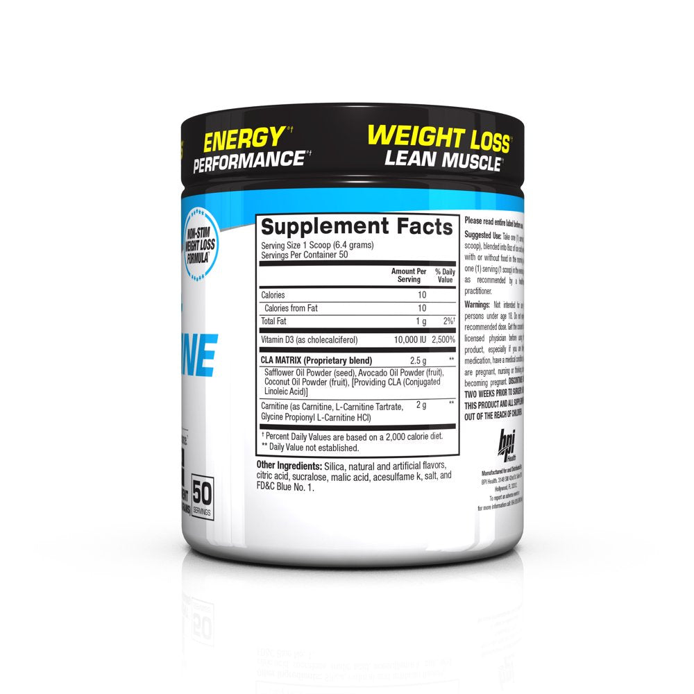 BPI Health CLA + Carnitine 50 Serving Non-Stim Weight Loss Formula - Rainbow Ice Flavor