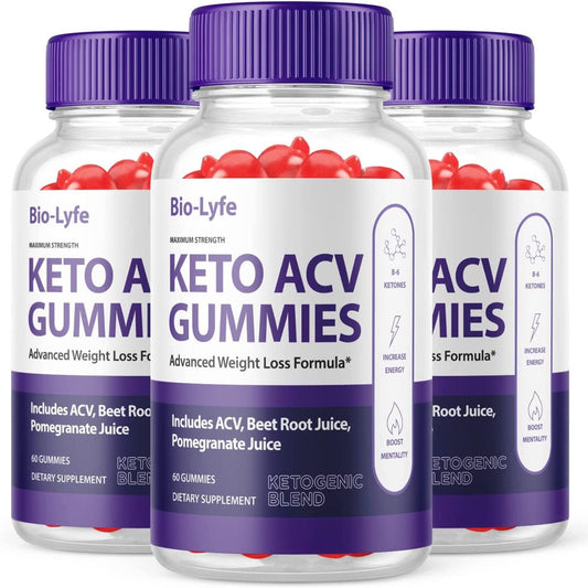(3 Pack) Biolyfe Keto ACV Gummies - Energy & Focus Boosting Dietary Supplements for Weight Management & Metabolism - Fat Burn - 180 Gummies - Nutricity.com.au