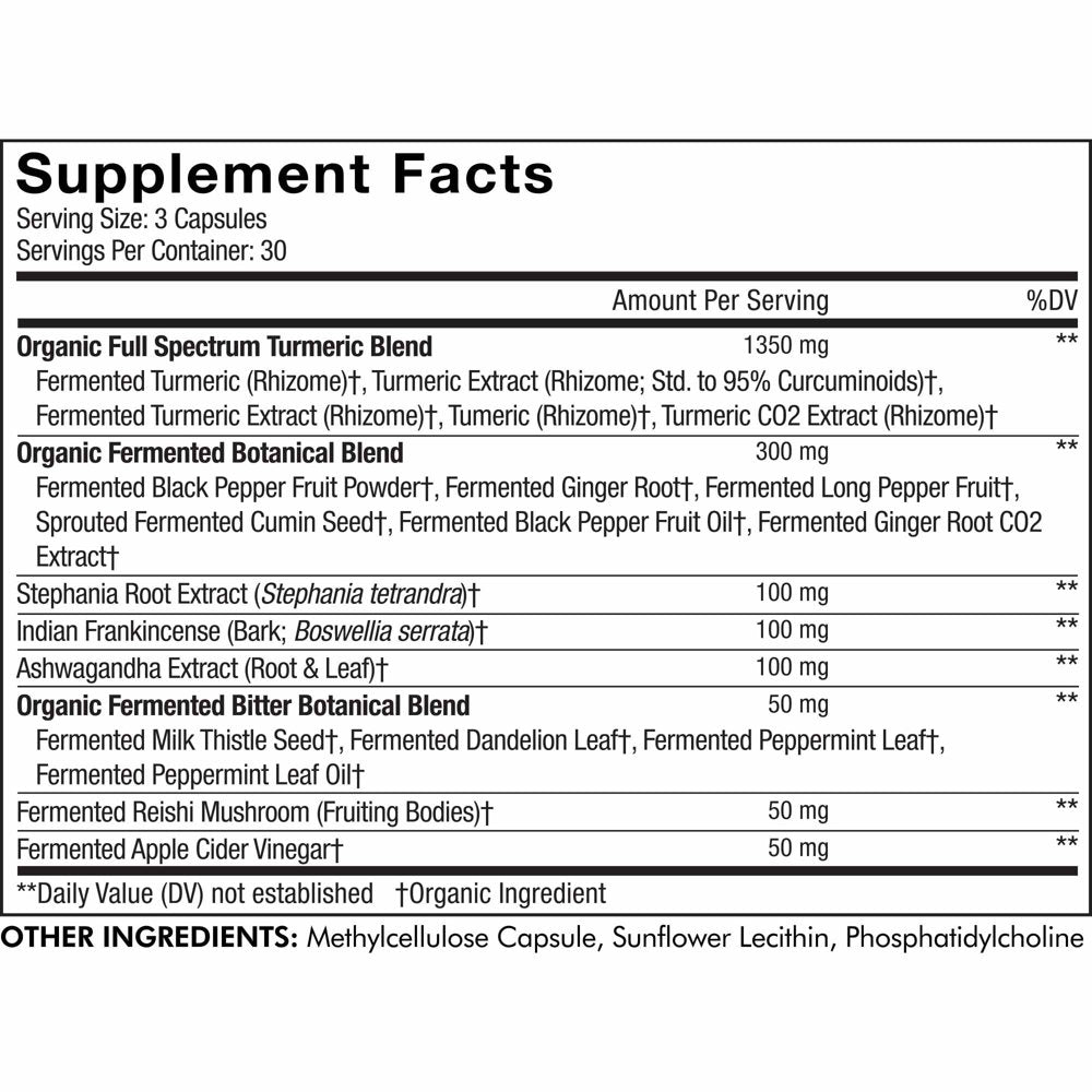 Codeage Fermented Turmeric, Organic Turmeric 95% Curcuminoids, Fermented Botanicals Digestive Bitters, 90 Ct