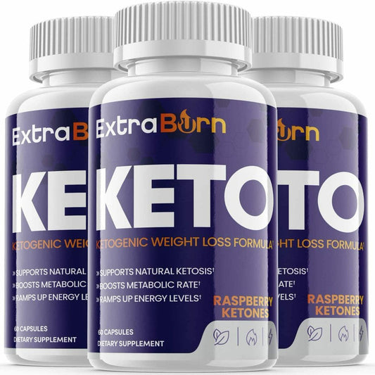 (3 Pack) Extra Burn Keto - Supplement for Weight Loss - Energy & Focus Boosting Dietary Supplements for Weight Management & Metabolism - Advanced Fat Burn Raspberry Ketones Pills - 180 Capsules - Nutricity.com.au