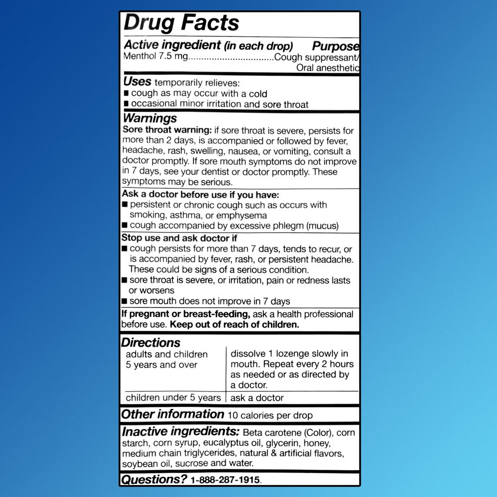 Equate Value Size Honey Lemon Cough Drops with Menthol, 160 Count