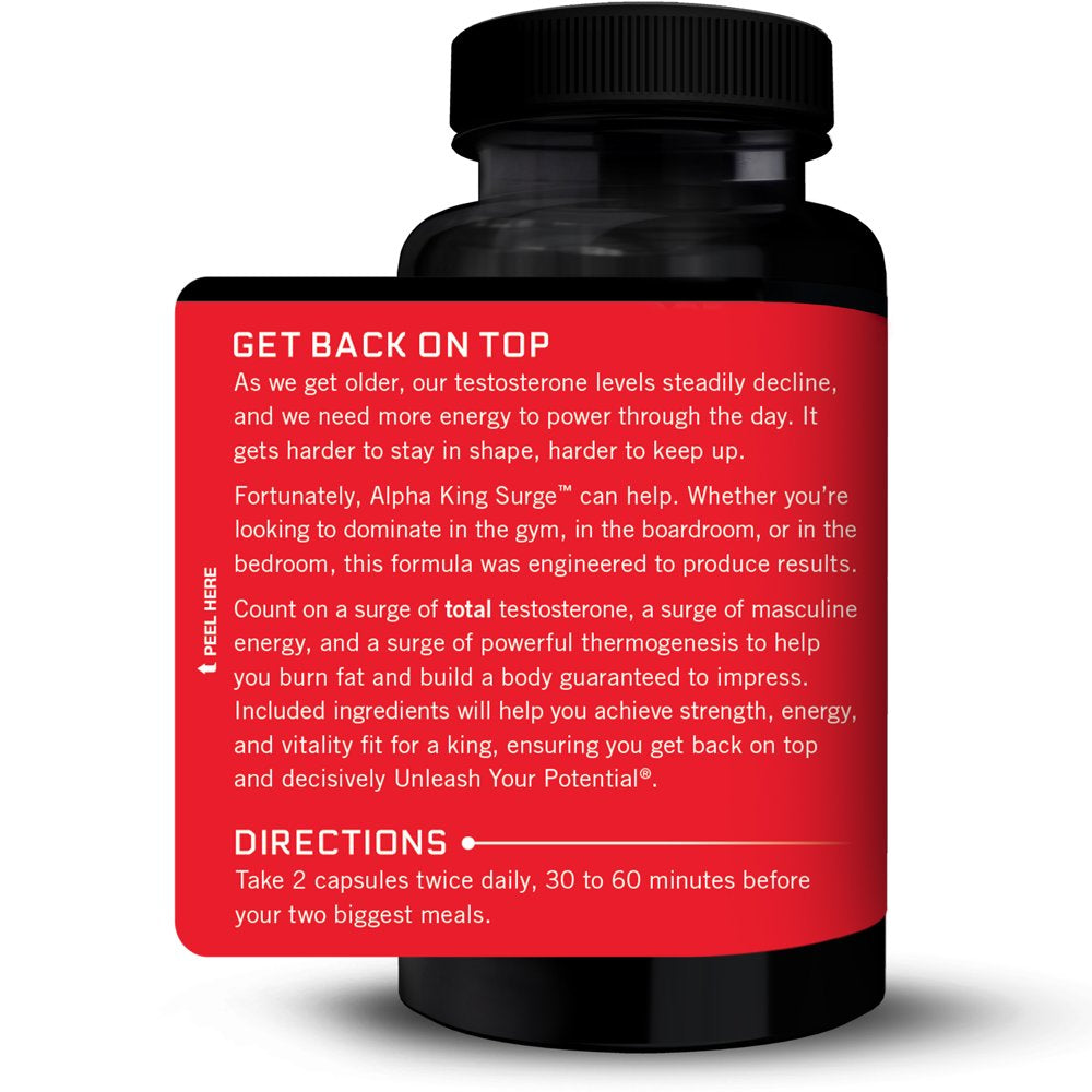Force Factor Alpha King Surge Testosterone Booster and Fat Burner for Men, 60 Capsules