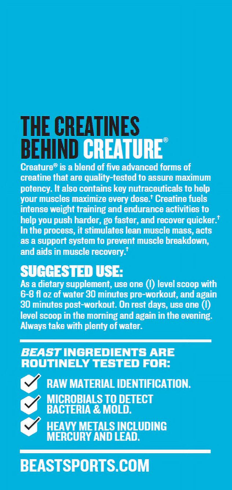 Beast Sports Creature Creatine Powder, Beast Punch, 60 Servings