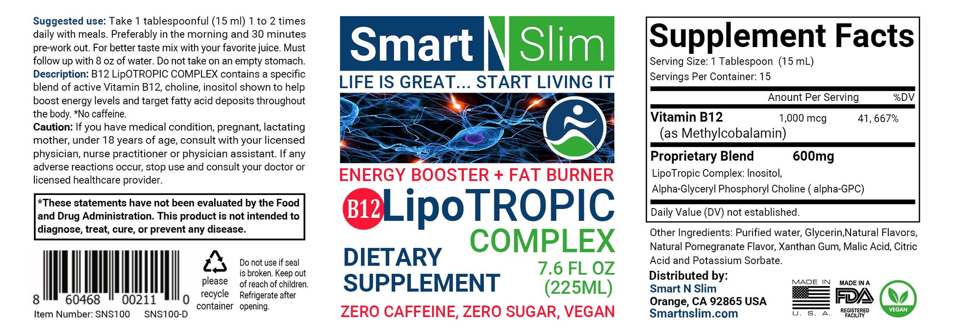 B12 Lipotropic Complex Fat Buster + Energy Booster Liquid Supplement, 30 Days Supply ( 2 Bottles Total 15.20 Fl. Oz). SPECIAL PROMO GET 1 BOTTLE FREE
