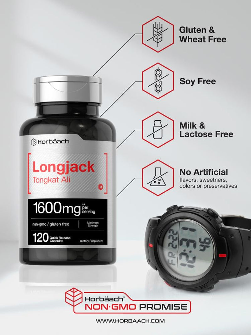 Longjack Tongkat Ali 1600Mg | 120 Capsules | Max Strength Formula | by Horbaach