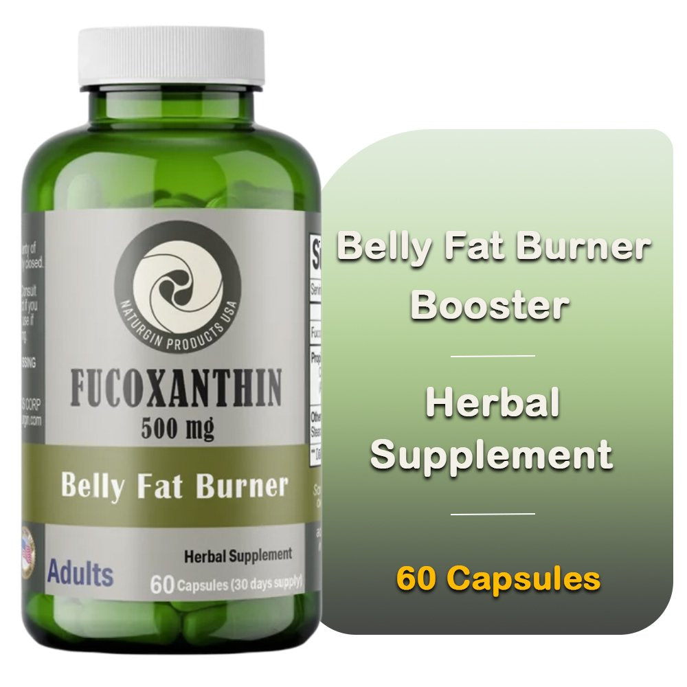 NATURGIN PRODUCTS USA Fucoxanthin 10% Veggie -Belly Fat Burner Booster, Non-Gmo, Gluten Free, 60 Capsules X 600Mg