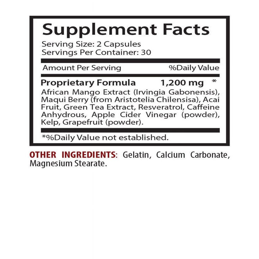 AFRICAN MANGO Extract 1200Mg - Belly Fat Burner, Weight Loss Supplement Pills 60 Count