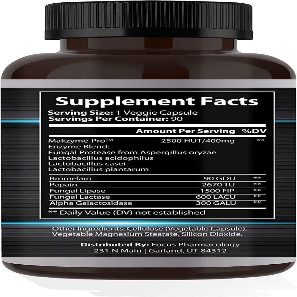 Focus Pharmacology Digestive Enzymes and Priobiotics Blend - 60 Ct Protease, Lipase, Lactase, Galactosidase, Acidophilus, Casei, Plantarum