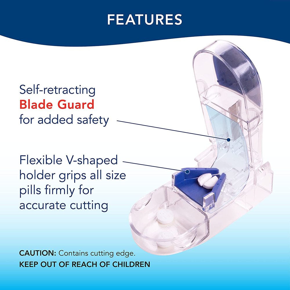 Apex Health Ultra Pill Splitter W/ Self-Retracting Blade Guard, 1 Ct