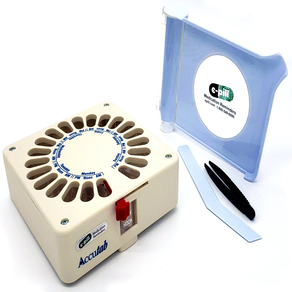 E-Pill Accutab - Manual Pill Dispenser - 7 Day X 3 Compartments per Day – Large Capacity. Bonus Filling Tray