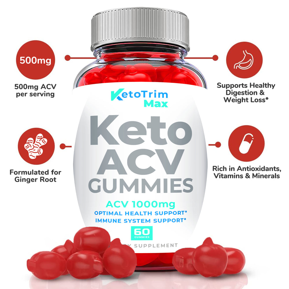 (2 Pack) Keto Trim Max Keto ACV Gummies - Supplement for Weight Loss - Energy & Focus Boosting Dietary Supplements for Weight Management & Metabolism - Fat Burn - 120 Gummies - Nutricity.com.au