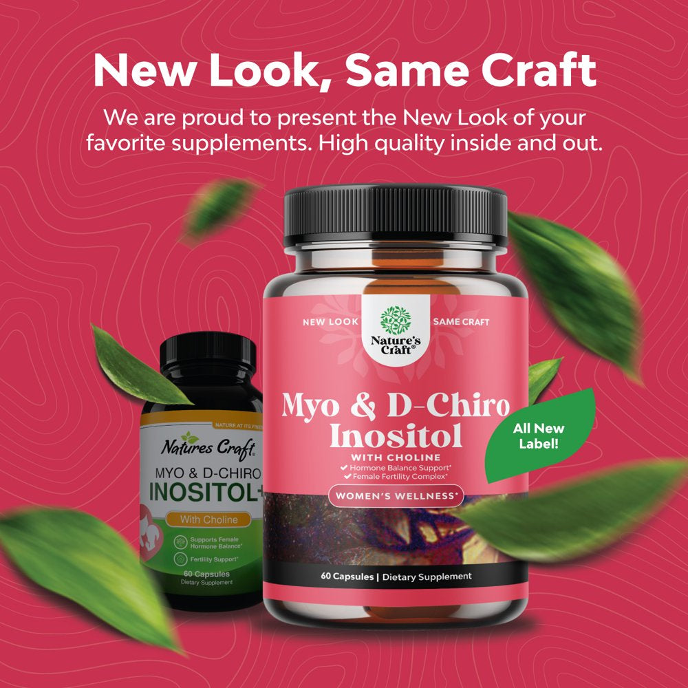 Myo-Inositol & D-Chiro Inositol Capsules - Choline Inositol Supplement for Cycle and Fertility Support - Womens Hormone Balance Supplement with Myo & D-Chiro Inositol plus Choline Bitartrate