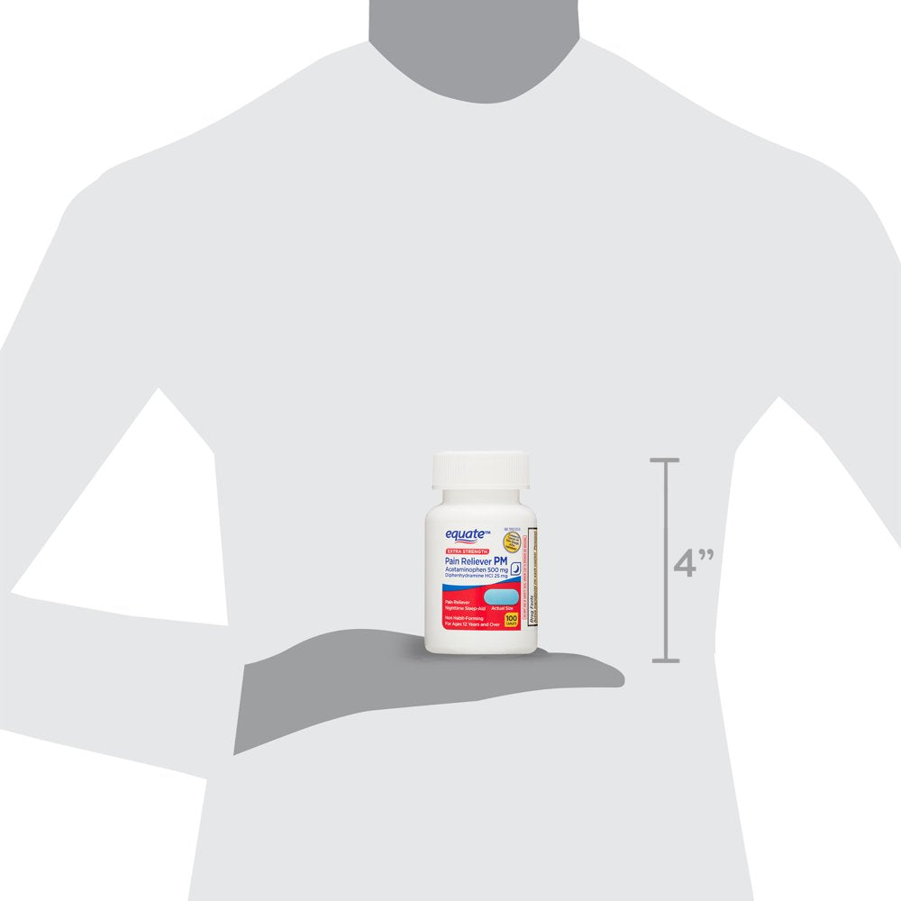 Equate Extra Strength Pain Reliever PM Caplets, 100 Count