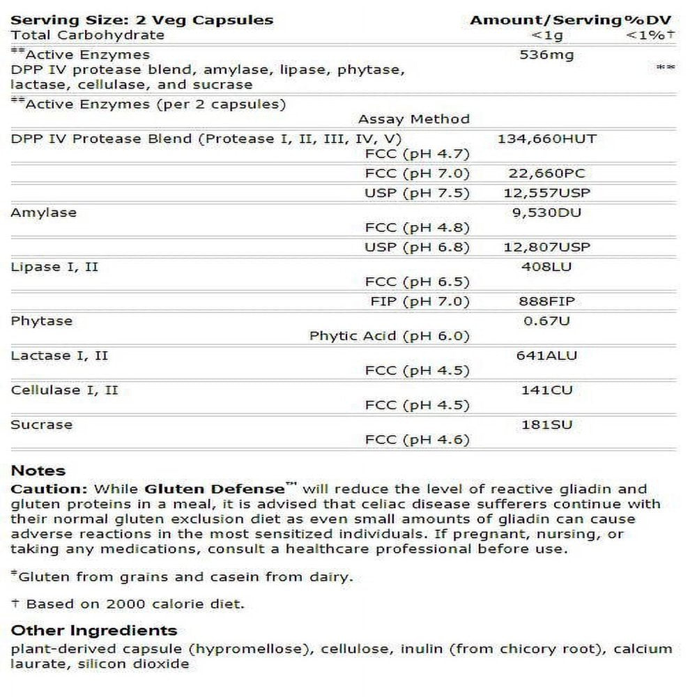 Enzymatic Therapy Gluten Defense Vegetarian Capsules, 120 Ct