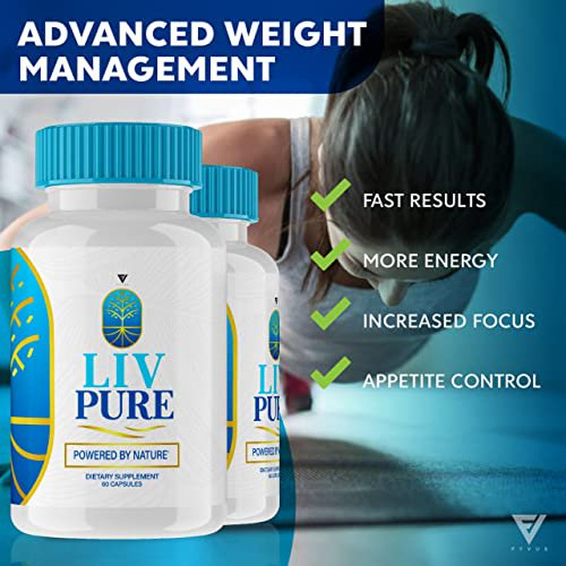 (3 Pack) Liv Pure Weight Loss Pills, Liv Pure Liver Detox Management Capsules Supplement, Livpure Advanced Formula Health Support - Live Pure Detox Stomach Cleanse Livepure (180 Capsules) - Nutricity.com.au