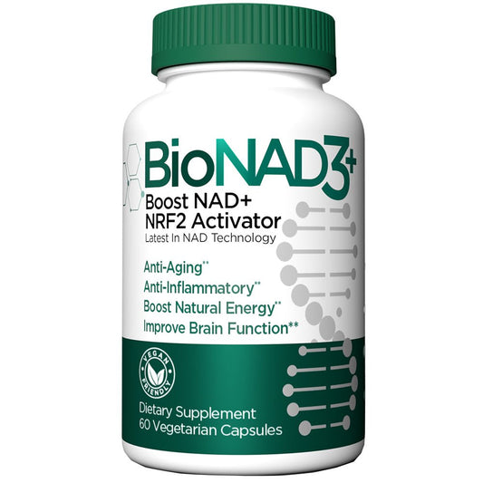 Bionad3 NAD3 NAD+ Supplement | NRF2 Activator | anti Aging | Proven Nicotinamide Riboside Booster | Metabolic Activator | Boosts NAD+ and Natural Energy | 60 Capsules