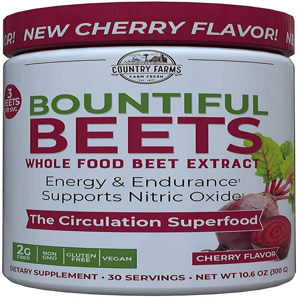 Country Farms Bountiful Beet Extract Nitric Oxide, Cherry, 10.6Oz, 4-Pack