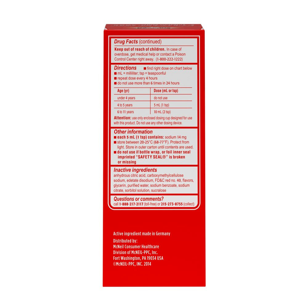 Children'S Sudafed PE Nasal Decongestant, Liquid Cold Relief Medicine with Phenylephrine Hcl, Alcohol Free and Sugar-Free, Berry-Flavored, 4 Fl. Oz