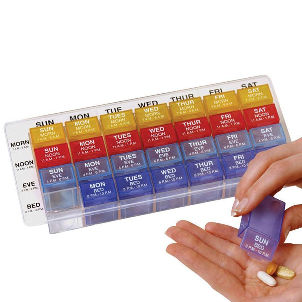 Ezy Dose Daily (7-Day) Pill Organizer, 4 Times a Day, Pop-Out Compartments