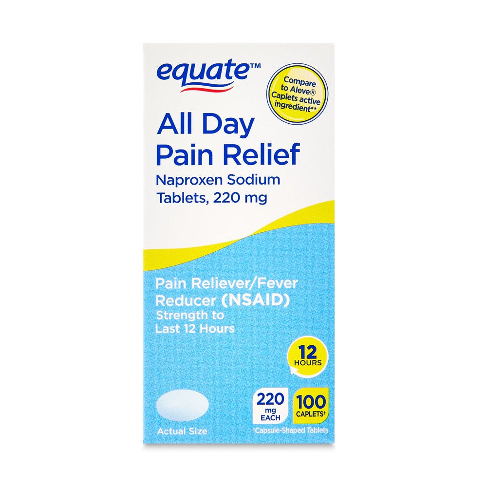 Equate Naproxen Sodium Tablets USP, 220 Mg, Pain Reliever and Fever Reducer, 100 Count